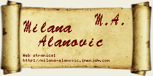Milana Alanović vizit kartica